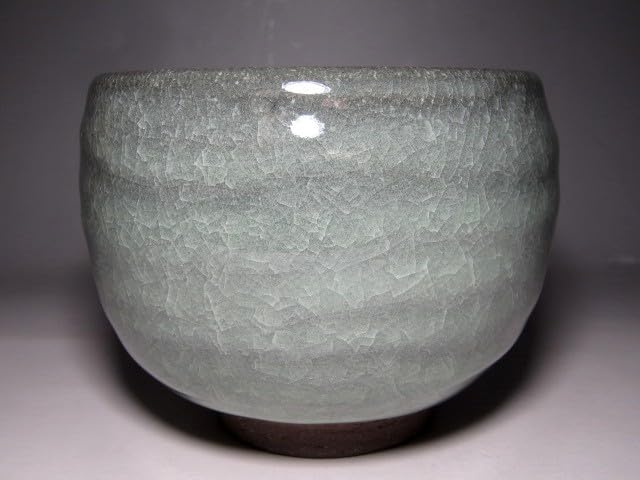 人間国宝 清水卯一 青磁貫入茶碗 見事な出来栄えの逸品☆z935