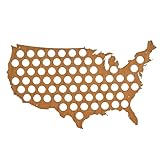 USA Beer Cap Map Cherry - Glossy Wood Bottle Cap Holder - Skyline Workshop - Fun Unique Gift