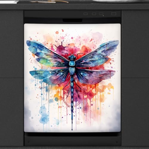Funda magnética lavavajillas Mexpekil libélula panel decorativo reutilizable de 53 x 66 cm