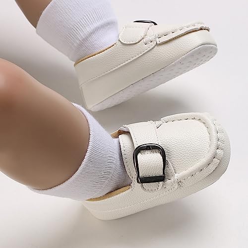 Baby Girls Loafers Prewalker Dress Shoes Infant Boys 𝗢xford PU Leather Soft Sole Anti-Slip Flat Buckle Sneakers3