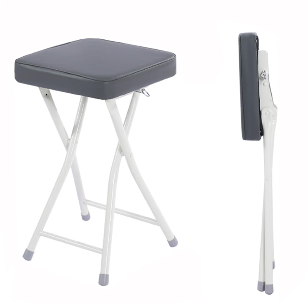 Silla alta cocina Sillas de bar plegables con respaldo, taburete de bar acolchado de cuero, taburete de altura de mostrador portátil, sillas altas plegables para cocina, sala de juegos (gris, sin res