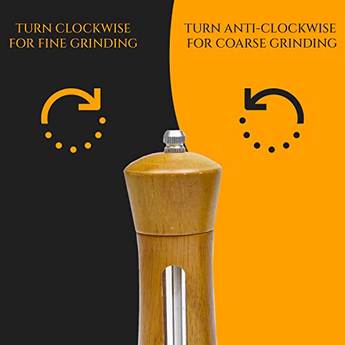 Thelmlawr5 Wood Salt And Pepper Grinder Set - (Pack Of 2) - Premium Wood Salt And Pepper Shakers - Incl. Wood Spoon, Wooden Tray & Cleaning Brush #TOP4