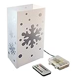 LumaBase Remote Control Battery Operated LED Luminaria Kit, Snowflake - Set of 6