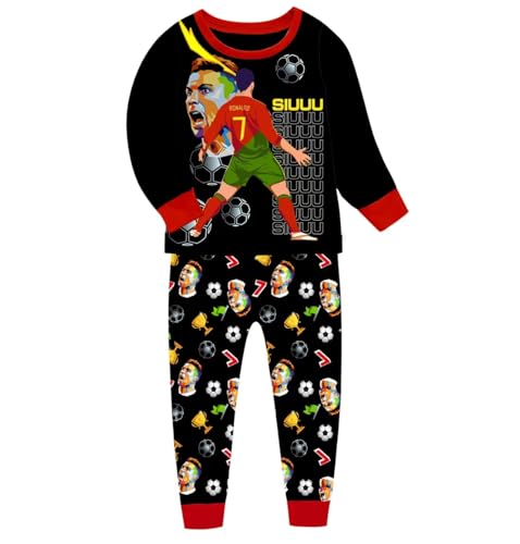KMAOFAM Boys Pant Set Little Kids #7 Footballs Star Tee Shirt Shorts 2PCS Long Sleeve Outfit Lounge Sets Fan Gifts (Red40 10-11 Years)