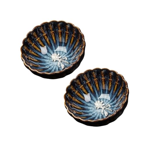 Taza de té Jianzhan, Cerámico Tenmoku 100 ml Tazón de flores pequeño Teaware hecho a mano Copa Maestra de Kung Fu Chino for la Madre, el Padre, los Amigos, Juego de 2(B)