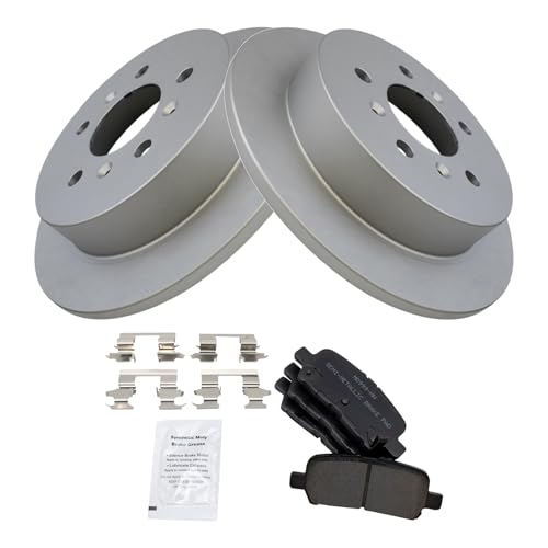 Image of TRQ Rear Brake Pad and Rotor Set Semi Metallic Coated Rotors Compatible with 2008-2009 Buick LaCrosse