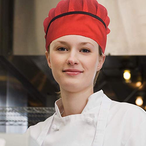4 Pack Chef Hat Kitchen Cooking Chef Cap Adjustable Food Service Hair Nets Reusable Washable Mesh Bouffant Beanie