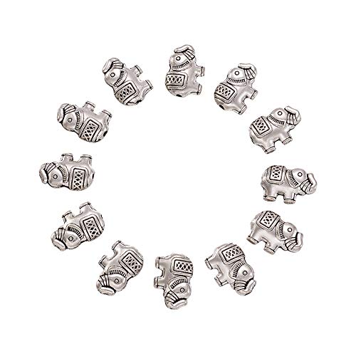 PandaHall 20pcs Tibetan Style Alloy Elephant Beads Antique Silver Animal Spacer Loose Beads 8.5x12x4mm Metal Lucky Charms Beads for Necklace Bracelet DIY Crafts Jewellery Making - Image 2