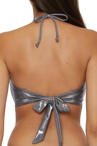BECCA Women's Liquid Metal Bandeau Bikini Top, Adjustable, Swimwear Separates3