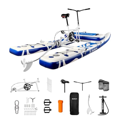 Spatium Fishing Water Bikes 2.0,Pedal Drive Water Bike Inflatable Float Adults & Youth Fishing/Cruise on Water More Stable+Mat Dark Blue Water Bikes for Lake