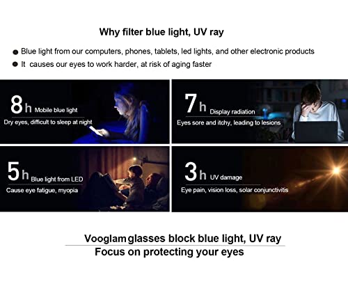 Vooglam Black Oversize Square Frame Blue Light Glasses For Women Block Uv Blue Light Anti Eyestrain Eyewear Charisse Vfp0306-02 #TOP3