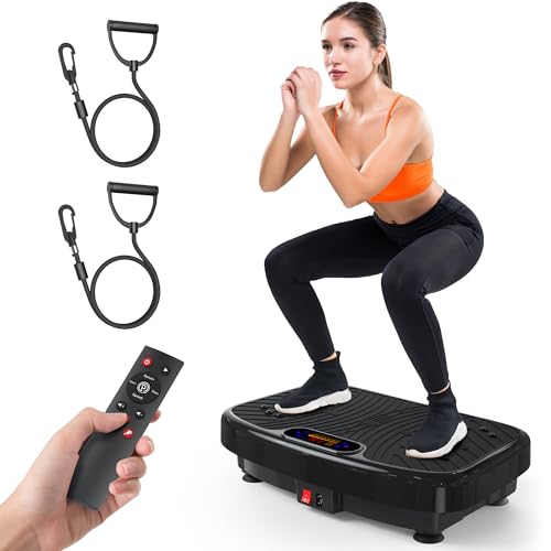 GDCOO Vibration Plate Exercise Machine, Platform for Lymphatic Drainage, 200 Adjustable Speeds, Power Shaping Vibrating Plate Helps in Weight Loss, Shaping, Max Weight 450 Lbs, Black