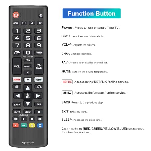 Image of Universal for LG-TV-Remote-Control-Replacement, Compatible with All LG Smart TVs (AKB75095307)