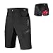 WOSAWE Shorts de Cyclisme pour Homme, Respirant Séchage Rapide Amples Pantalon de VTT Short Rembourré en Gel en Option (Noir avec sous-Short, XXL)