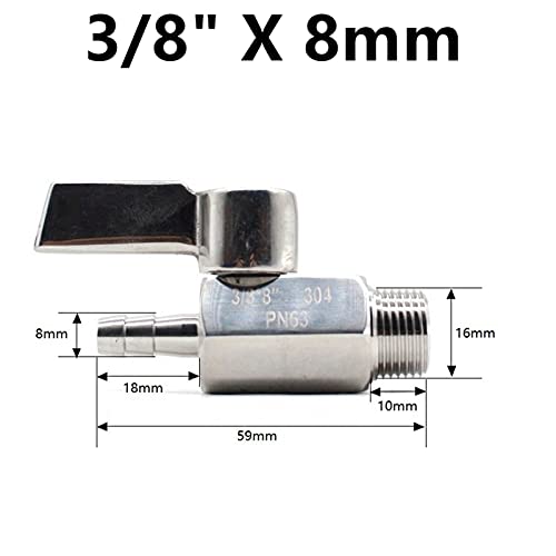 Mini robinet à bille en acier inoxydable sanitaire DN10 durable