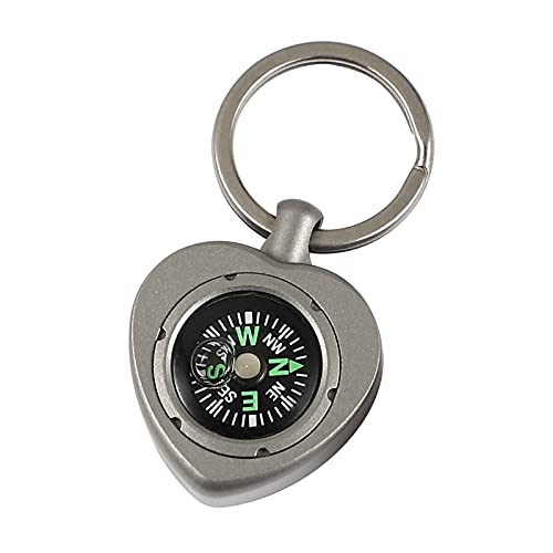TACRAY Titanium Compass Pendant, Heart Shaped Survival Compass, Hiking Compass, Handy Compass with Keyring for EDC