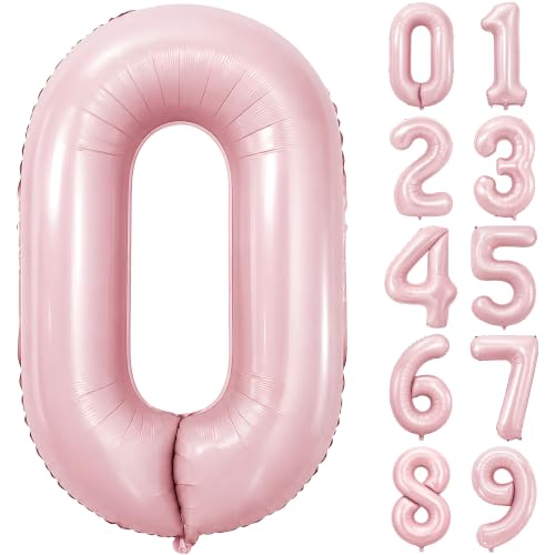 Image of KatchOn Pastel Pink 0 Balloon Number - 40 Inch | Birthday Decorations