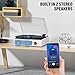 Record Player with Speakers Vintage Belt-Driven Turntable Bluetooth 3 Speed 3 Size Wireless Playback AUX-in RCA Out Headphone LP Vinyl Players Auto Stop Fashion White