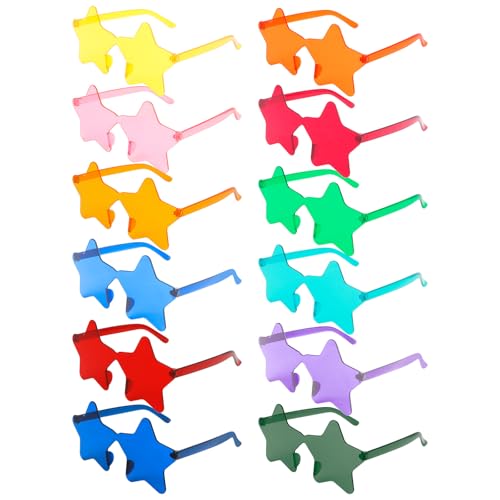 Semato 12 Pcs Star Sunglasses Bulk Rimless Red White and Blue Star Glasses Party Favors