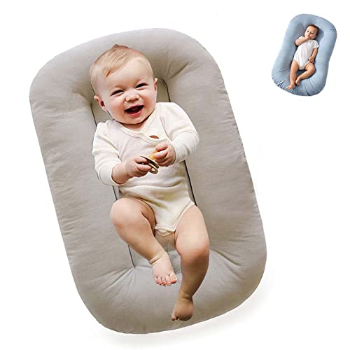 Image of HEOLIEN Baby Lounger Pillow Soft Organic Cotton Breathable Lounger for 0-12Months, Newborn Lounger for Baby, Baby Lounger Pillow for Newborn (Beige)