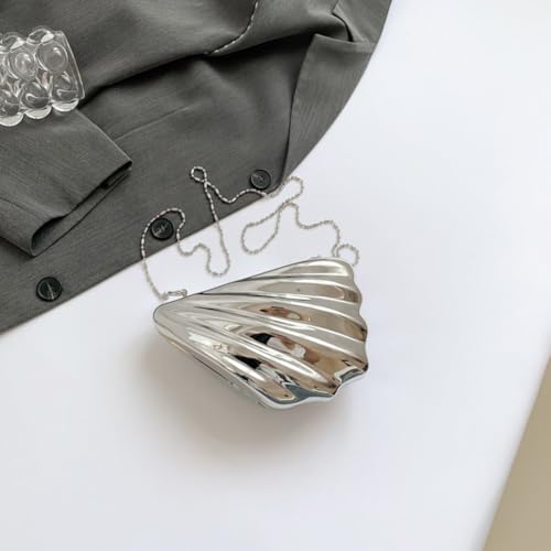 Image of Metallic Acrylic Evening Handbag for Women | Crossbody Sling Bags with Detachable Chain Strap Glossy Stylish Ladies Girls Small Size Cute Party Wedding Bag