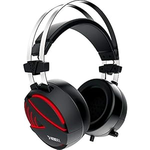 GAMDIAS Gaming Headset met USB/3,5 mm aansluiting, game-klasse 40 mm driver, inline afstandsbediening en RGB-streaming-verlichting (HEBE E1)
