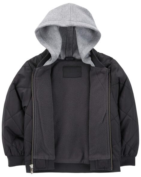 Carter's Boys' Midweight Quilted Bomber Jacket with Sweatshirt-Style Hood2