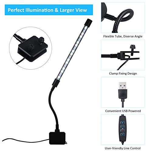 Ajcoflt 18 LED Aquarium Light Fish Jar Braçadeira Clip View Lamp USB Powered Operated 3 cores de ilu