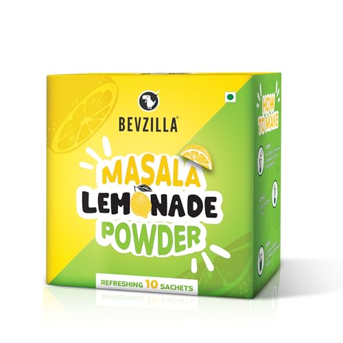 Image of Bevzilla Masala Lemonade Infused with Vitamin C | Handcrafted Instant Drink Premix | Refreshing Lemon Summer Drink | Makes Upto 50 Glasses|25*10 Sachets | Easy to Carry