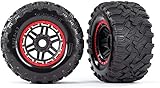 Traxxas 897R Tires & Wheels (Black, Red Beadlock Style, Maxx Mt Tires) (2) 17mm
