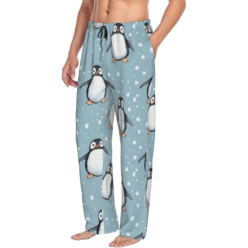 Penguin Winter Snowflake Mens Pajama Pants Cozy Lounge Baggy Lightweight Pj Pants Lounge Bottoms With Elastic Waist2