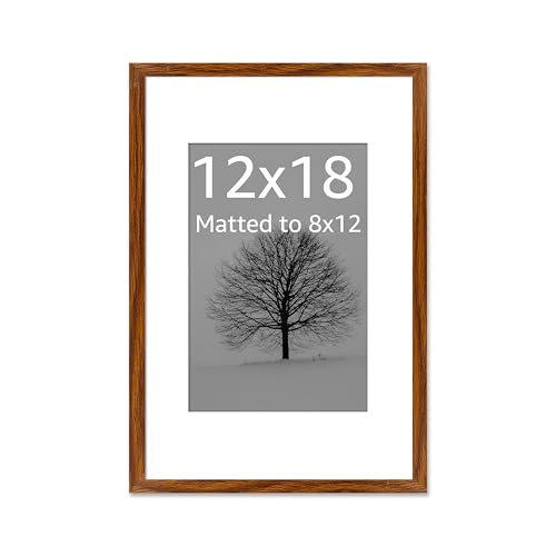 Image of Art Street Synthetic Document Large Size Wall Photo Frame, Set of 1 Big Frames For Wall Artwork, Certificates, Picture & Photographs Home Decor (12x18 Inch, Matted To: 8x12 Inch, Brown)