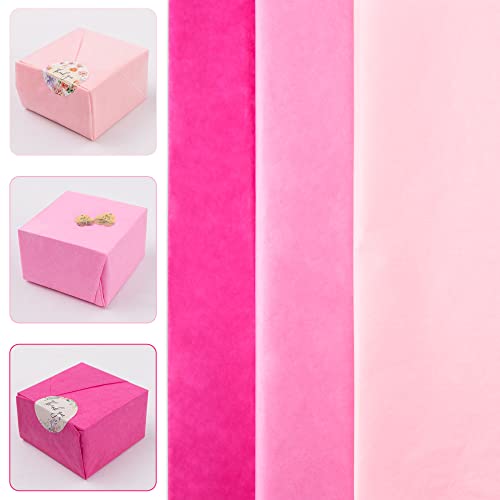 Image of MR FIVE 60 Sheets Gift Tissue Paper Bulk,20 inch x 14 inch,Pink Tissue Paper for Gift Bags,Valentine's Day Mother's Day Birthday Wedding Baby Shower, 3 Colors (Pink)