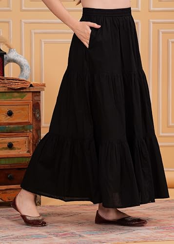 Gifts for Her Womens Casual Summer Cotton Maxi Dress Long Skirt Dress A-Line Flared Tiered Midi Skirt with Pockets3
