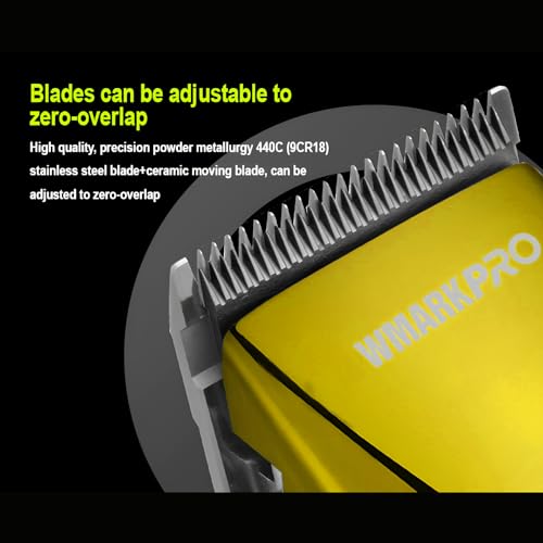 Image of WMARK NG-2036 Professional Zero Gapped Hair Clipper Self Sharpening Blade 6000 /7000 RPM 2 Speed Magnetic Motor Charging Adapter 8 Guide Comb Taper Lever Adjustment Runtime 120-150 min 2000 mAh, Gold