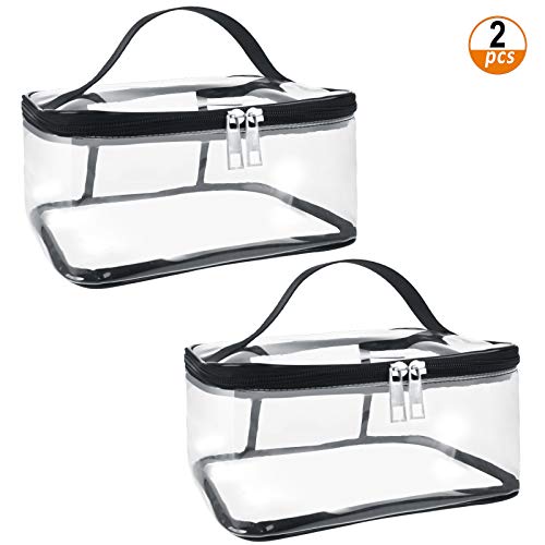 Bolsa de Aseo 2 Piezas Bolsa de Aseo de Viaje Transparente, Bolsa de Maquillaje de Viaje Transparente, Estuche de Maquillaje con Cremallera para Viajes Desde casa (24 * 17 * 11 cm)
