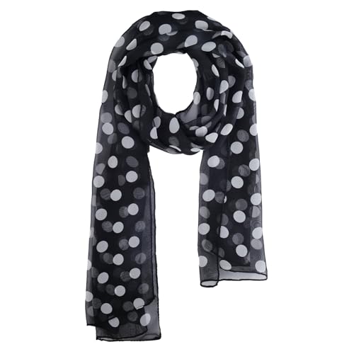 Hftjtsa Red and Black Polka Dot 50s Chiffon Scarf Sheer Square Ribbon Neck Head Scarf for Women Fashion Headwrap Tie Scarves (Polka Dot-black White)