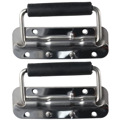 Image of 2pcs Spring Loaded Case Handle, 304 Stainless Steel Surface Mount Chest Handle with Rubber Grip,120mm