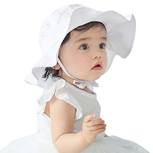 Baby Girl Sun Hat Toddler Kids Summer Outdoor Sun Protection Hat 1-4 Years (White)