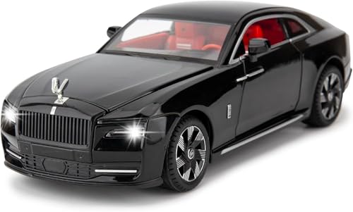 Image of 1:24 Big Rolls Royce Spectre Toy Car Metal Pull Back Diecast Car With Openable Door And Sound Light, Gifts Toys For Kids, Black