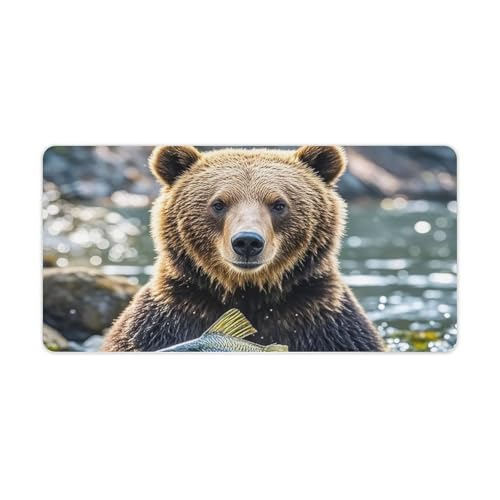 Protector de Escritorio Bear Holding Fish Grande Impermeable miniatura 1