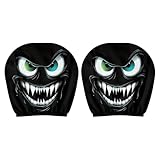 Ancsttu Fundas para Reposacabezas de Coche | 2 Piezas Protector de Reposacabezas con Ojos Grandes Decoración,Fundas Elásticas Halloween para Conductor Y Pasajero Decoración Interior Auto
