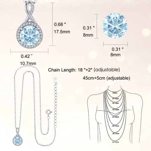 Lavumo Sterling Silver Necklaces For Women Rose Gold Silver Cubic Zirconia Pendant Necklace Jewelry For Her Gifts For Woman Wife Girlfriend Mom On Birthday Anniversary Christmas Valentines Day #TOP3