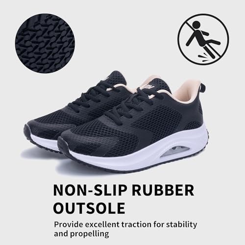 Image of SURRAY Women's Wide Width Walking Shoes - Plantar Fasciitis Arch Support Orthotic Sneakers, Comfortable Tennis Shoes for Casual Gym Workout US Size 6-11