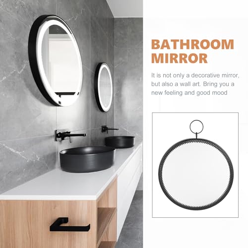 Besportble 23AGO27A494651ENF28 Hanging Wrought Iron Mirror Round Hanging Mirror Macrame Mirror Black Macrame Wall Hanging Bathroom Wall Mirror Geometric Wall Mirror Decorative Vanity Mirror Creative Mirror Glass thumb #6