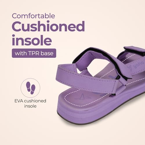 Image of YOHO EVA Sandals for Women | EVA sole | Comfortable cushioned sole with TPR base | Lightweight | Soft skin friendly straps | Adjustable straps | Velcro closure | Vibrant colour options
