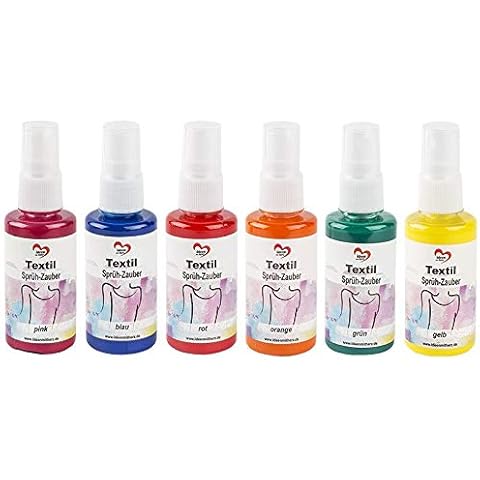 Fabric Spray Paint - 6 x 50ml - Yellow, Green, Orange, Red, Blue, Pink Cover