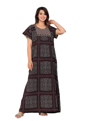 G4Girl Pure Cotton Embroidery Nighty for Women's | Night Gown | Nighty | Nightdress | Maxi | Sleepwear | Jaipuri Nighty | Nighties | Gown