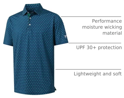 Image of M MAELREG Mens Golf Shirt Short Sleeve Dry Fit Print Moisture Wicking Performance Patterns Collared Polo Shirt