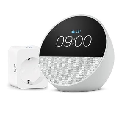 Amazon - Echo Spot | Blanco + WiZ Enchufe Inteligente compatible con Alexa - Kit de inicio de Hogar digital